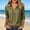 Army Green, variant on Women's Lapel Collar Linen Blouse, Roll Tab 3/4 Sleeve Lightweight Casual Popover Shirt for Spring