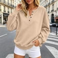 thumbnail image 4 of Women Fashion Hoodie Oversized Sweatshirt Casual Pullover Tops for Fall Winter Khaki,L, 4 of 8