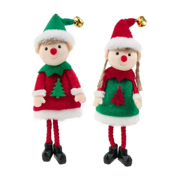 2 Pcs Christmas Elf Plush Dolls Christmas Tree Hanging Pendant Elf Soft Toy Plush Long Legged Elves Christmas Tree Decoration