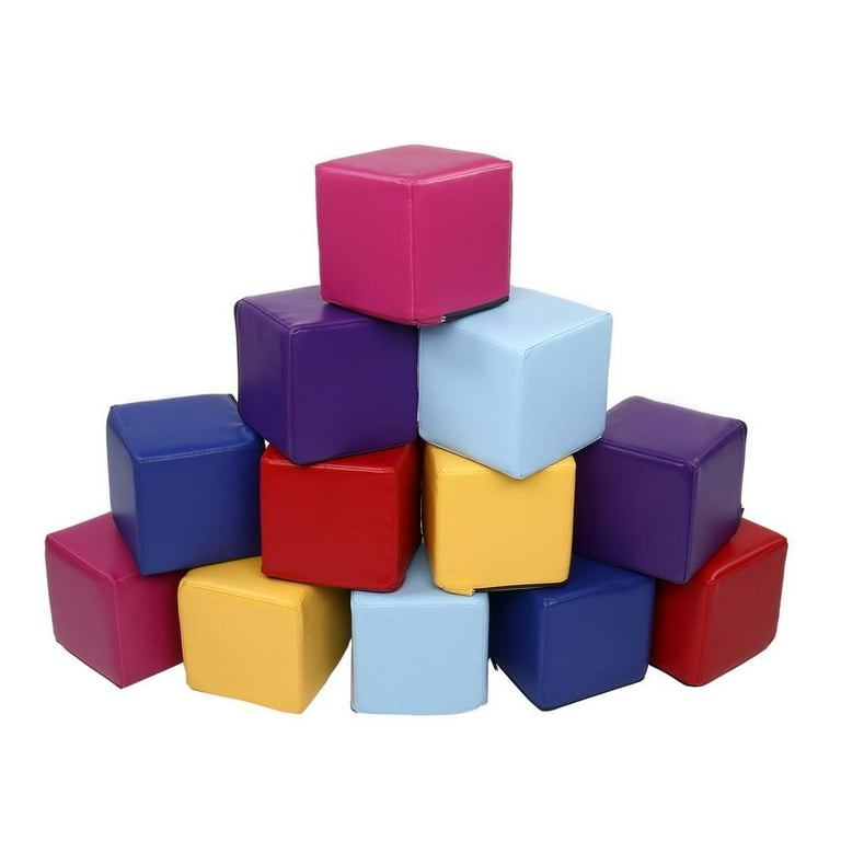Soozier 12 Piece Soft Play Blocks Soft Foam Toy Building and Stacking Blocks  Non-Toxic Compliant Learning Toys for Toddler Baby Kids Preschool Block