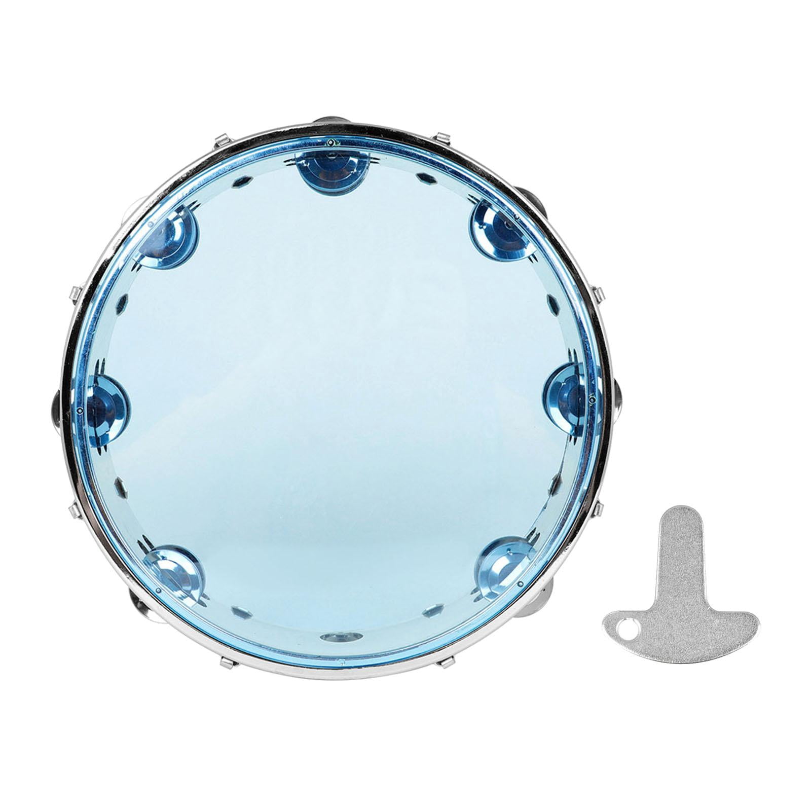 Rushawy Tambourine 10 inch Capoeira Double Row Hand Held Drum for School Child Dance blue
