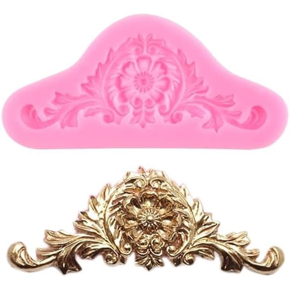 Baroque Style Curlicues Scroll Lace Silicone Mold Relief Flower Lace Fondant Molds For Cake Decorating Cupcake Topper Candy Chocolate Gum Paste Polymer Clay