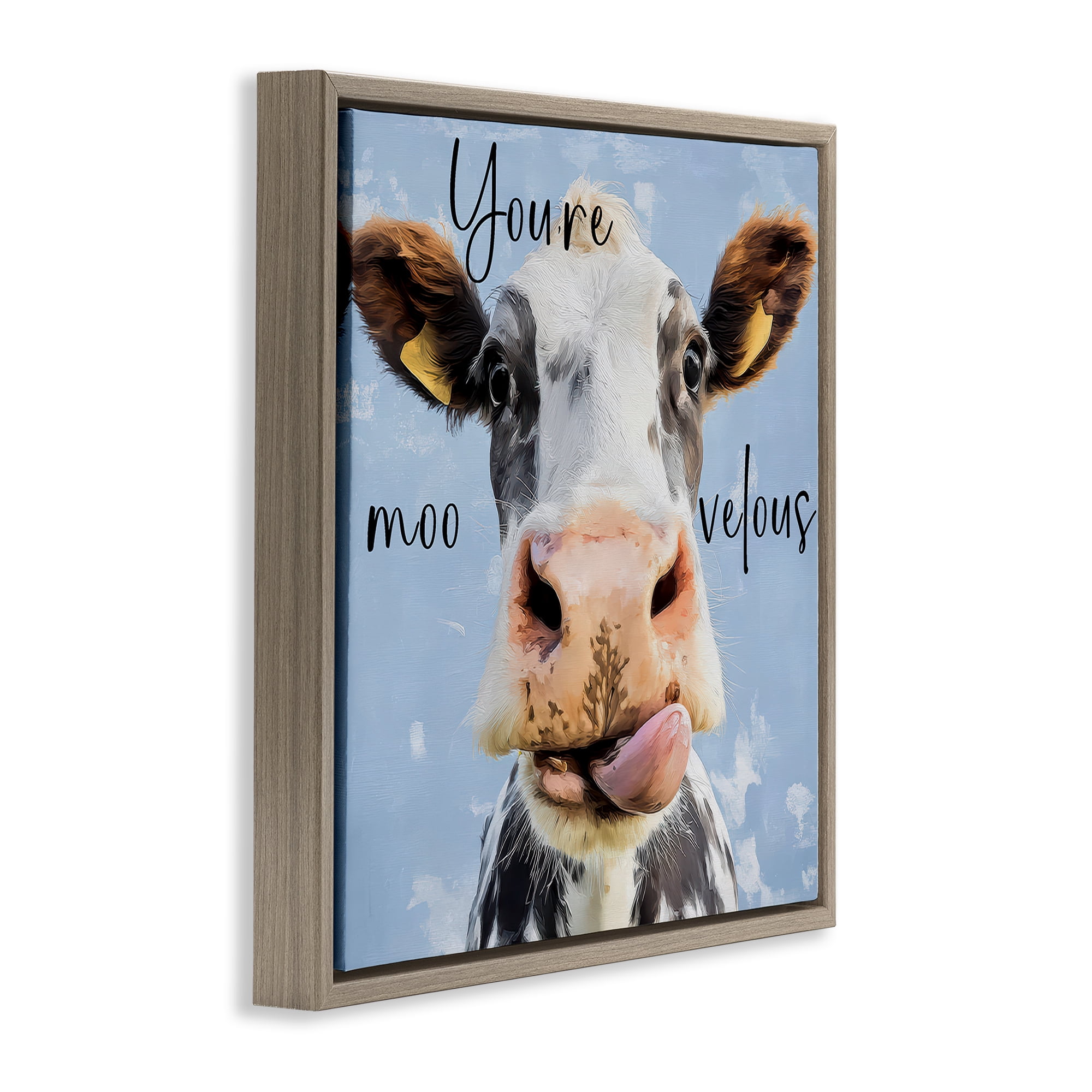 Stupell Industries You're Moo-velous Cow Brown Framed Floater Canvas Wall Art, design by Kim Curinga