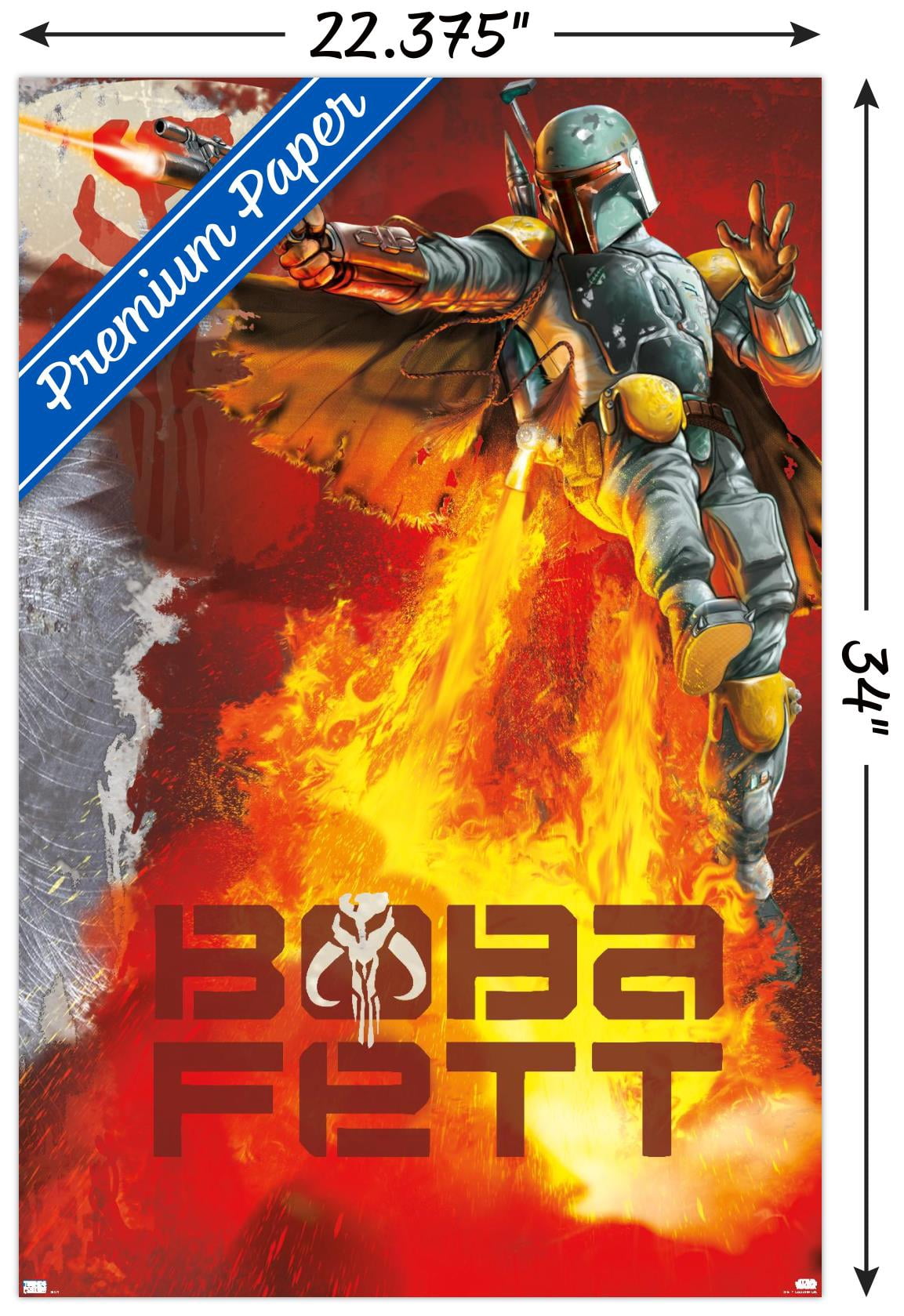 Star Wars: Saga - Boba Fett - Jet Pack Flames Wall Poster, 22.375" x 34"