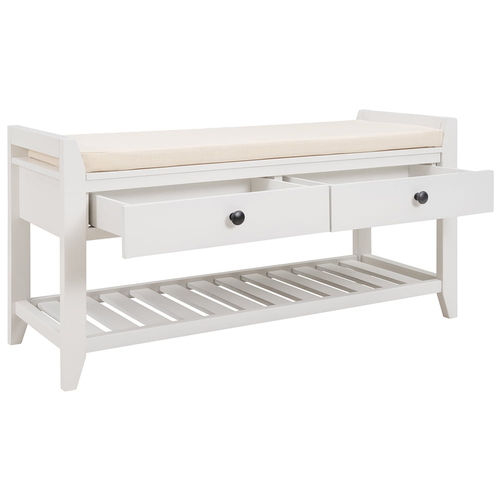 Lowestbest Shoe Rack with Cushioned Seat and Drawers, Multipurpose Entryway Storage Bench, White Lowestbest Shoe Rack with Cushioned Seat and Drawers, Multipurpose Entryway Storage Bench, White