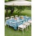 thumbnail image 4 of Outdoor Tablecloth with Umbrella Hole for Patio/Picnic/Party/Camping, Turquoise Jellyfish Coastal Waterproof Table Cloth Rectangle Table Cover Washable, Summer Ocean Seaweed Wooden (60"x 84"), 4 of 8