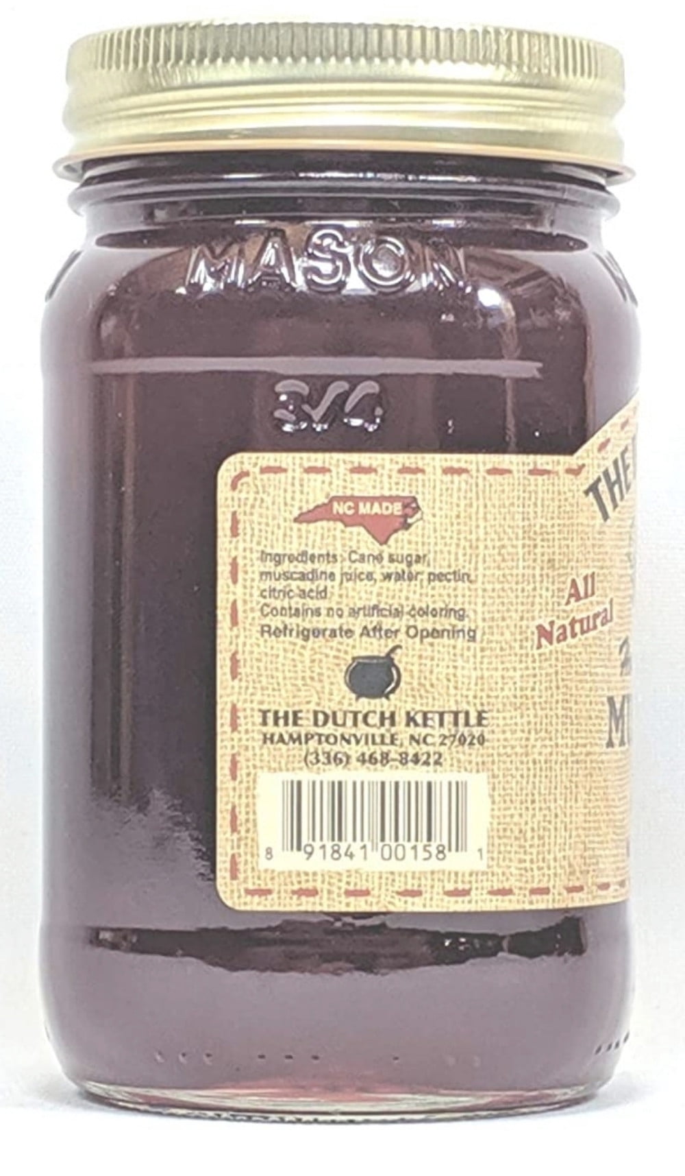 Dutch Kettle Amish Homemade Style Muscadine Jelly 2 - 19 Oz Reusable Jars All Natural Non-GMO No Preservatives