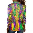 thumbnail image 6 of Womens Mardi Gras Carnival Button Down Shirt Long Sleeve V Neck Collared Mask Print Casual Dressy Blouse, 6 of 6