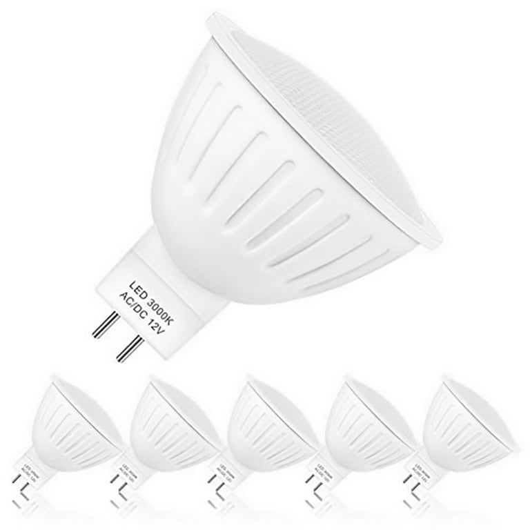 WELLHOME MR16 7W LED Ligth Bulb, GU5.3 (50 Watt Equivalent) Base,  Non-Dimmable, Warm White/Daylight, 590/660 Lumens 12V, 6-Pack 