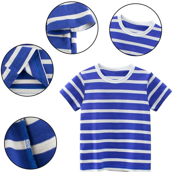 Esaierr Baby Boys Girls Short-Sleeved T-Shirts Stripe Cotton Unisex Tops Summer Crewneck Tees Shirt for Kids 1-9 Years