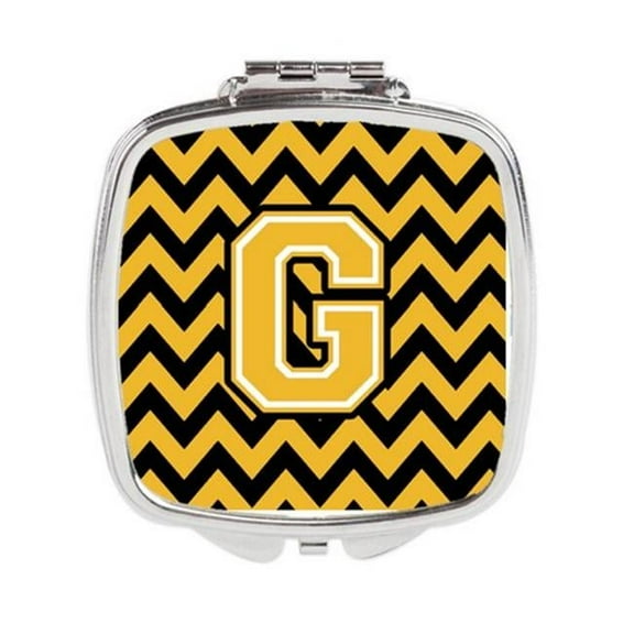 Letter G Chevron Black & Gold Compact Mirror - Black & Gold - 3in. H x 0.3in. W x 2.75in. L