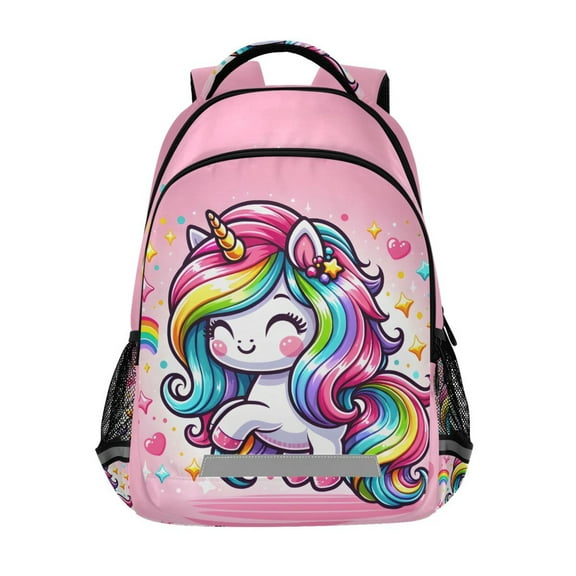 ALAZA Cute Cartoon Rainbow Unicorn Backpack Elementary School Bag Bookbag Travel Rucksack