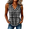 thumbnail image 2 of IUYRTFE Women's Sleeveless V Neck Gingham Plaid Tank Top 100% Linen Relaxed Fit Summer Casual Blouse, 2 of 6