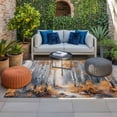 thumbnail image 2 of Orange Navy Blue Outdoor Rug for Patio/Deck/Porch, Non-Slip Large Area Rug 6 x 9 Ft, Modern Oil Painting Art Forest Indoor Outdoor Rugs Washable Area Rugs, Reversible Camping Rug Carpet Runner, 2 of 8