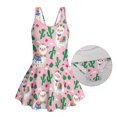 thumbnail image 6 of Uourmeti Cartoon Alpaca & Cactus Print Girls One Piece Swim Dress - Sleeveless Skirted Bathing Suit, Quick Dry Stretchy Swimwear for Summer Beach & Pool, 6 of 8