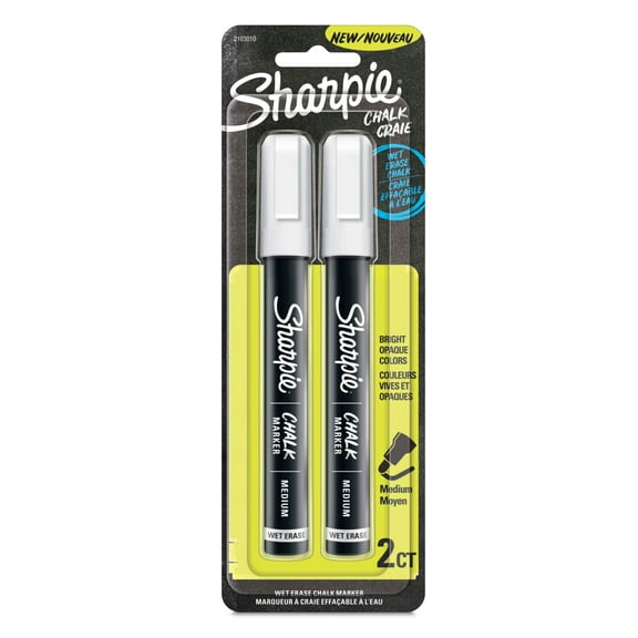 Sharpie Chalk Markers, Wet Erase Markers, White, 2 Count