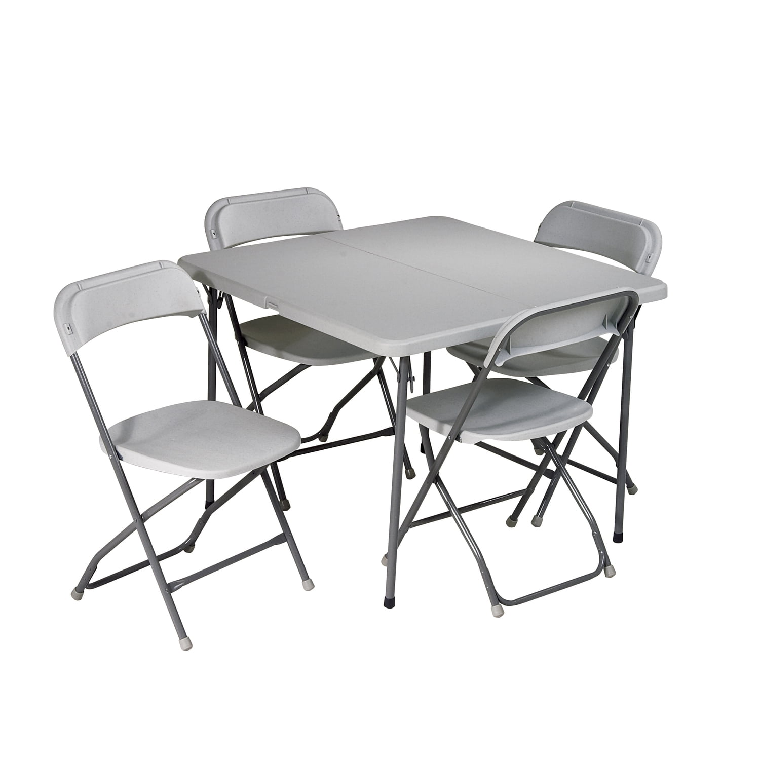 5 Piece Folding Table and Chair Set Steel Frame Black - Walmart.com