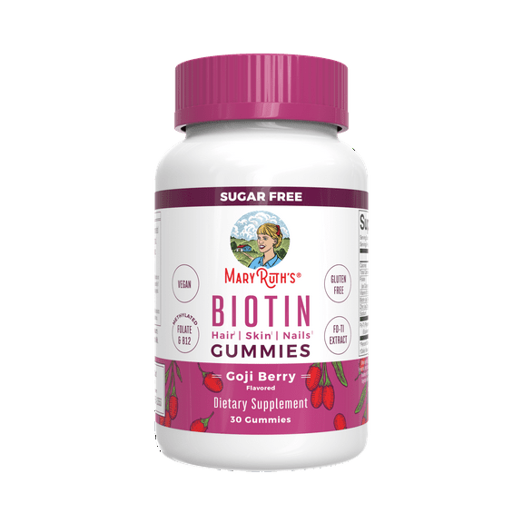 MaryRuth's Biotin Gummies, Supports Healthy Hair, Skin & Nails, Sugar-Free, Goji Berry, 30 Count