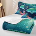 thumbnail image 4 of jejeloiu Cartoon Tropical Fish Bed Spread Queen,Watercolor Coral Seabed Queen Coverlet Set For Boys,Teal Navy Blue,3 Pieces, 4 of 7
