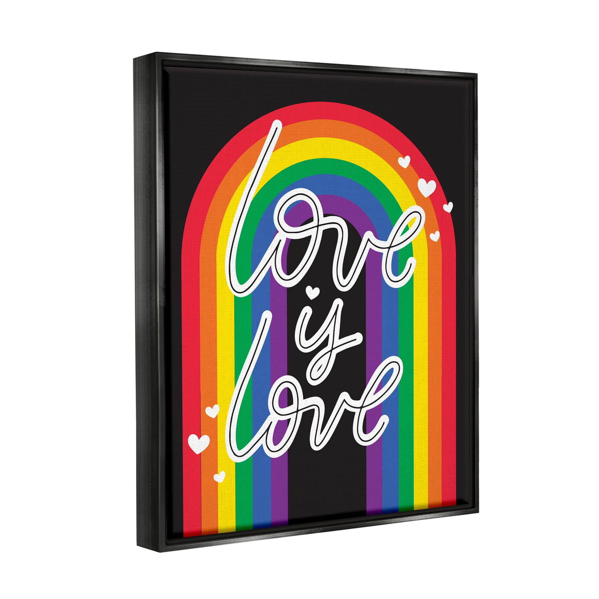 Stupell Industries Love LGBTQ Pride Rainbow Holiday Painting Black Floater Framed Art Print Wall Art