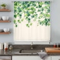 thumbnail image 4 of Country Leaves Sheer Curtains 54 Inches Long, Spring Green Leaf Branches Vine Botanical Light Filering Curtains, Breathable Simi Curtain Privacy Drapes for Kitchen Bathroom Small Window Treatment, 4 of 9