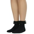 thumbnail image 3 of ToBeInStyle Women's Opaque Ankle High Socks w/ Ruffled Lace Top - Black, 3 of 6