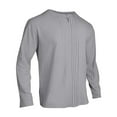 thumbnail image 5 of Men's Cotton Linen Shirts Long Sleeve Button Down Shirt Band Collar Beach Shirts Gray XL(XL), 5 of 9