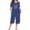 Blue, variant on Langwyqu Plus Size Women Spring Summer 2 Piece Set Loungewear Sleepwear Female Casual Cotton Homewear Sport Suit