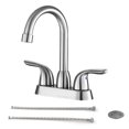 thumbnail image 4 of Bathroom Faucet - Bathroom Sink Faucet 2 Handle Brushed Nickel Lavatory Faucets Set with Pop-up Drain and Water Hoses, 4 of 6