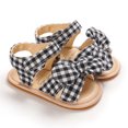 thumbnail image 5 of Baby Girls Sandal Summer Toddler Slipper Shoes 0-24 months Baby Girls Sandals Plaid Cute Summer Flat Princess Shoes Infant First Walkers Black 0-6 Months, 5 of 7