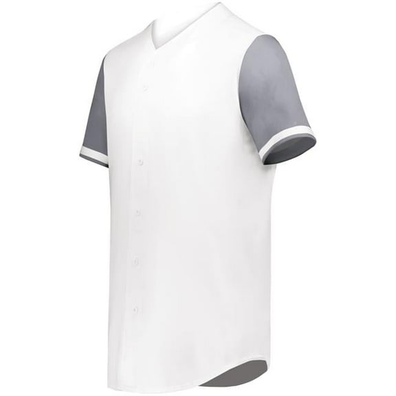 Augusta Sportswear 6909.751.L Cutter Plus Full Button Baseball Jersey, White & Graphite - Large