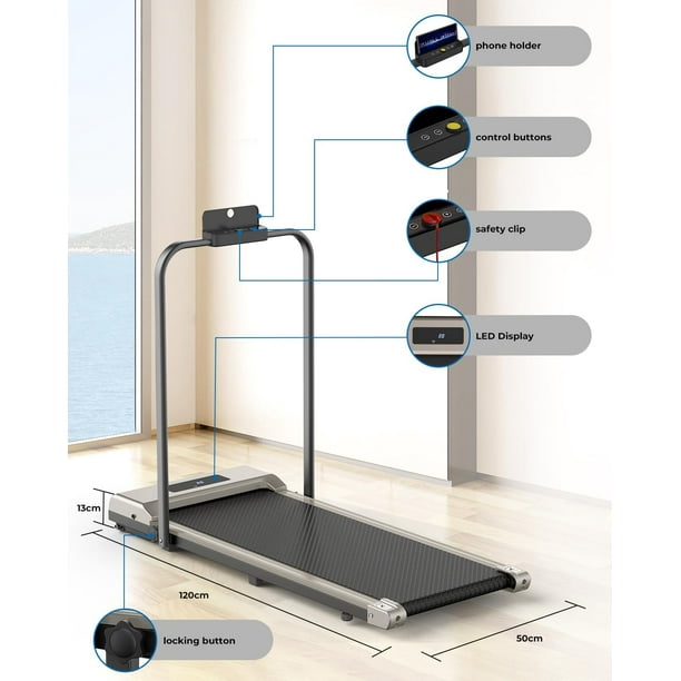 Bigzzia 2 in 1 Folding Treadmill Under Desk Treadmill Walking Pad with LCD Display and Remote Control for Home Office Gray Walmart Business Supplies