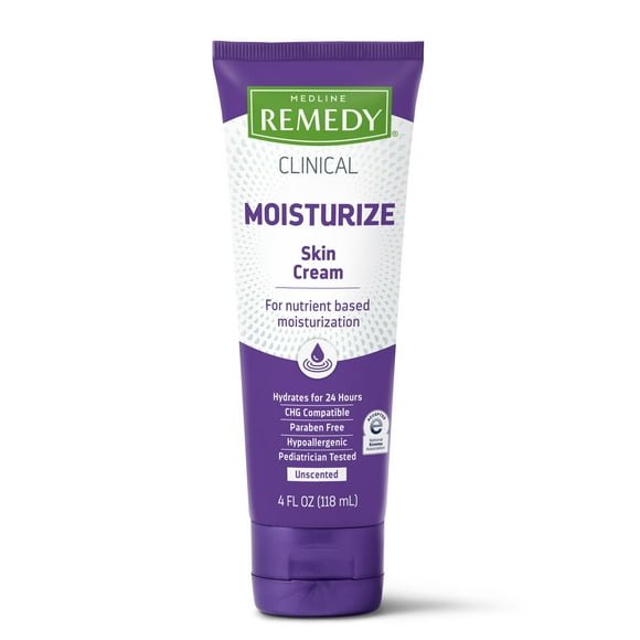 Medline Remedy Crème Hydratante Clinique pour la Peau, Sans Parfum (4 fl oz), 12 Unités Nourrissante pour Peau Sèche, Crème Hydratante Sans Parabènes Ni Sulfates pour le Visage et le Corps, Lot