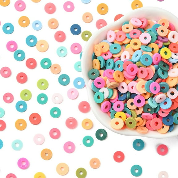 Handmade Polymer Clay Beads Heishi Beads Flat Round/Disc Mixed color 6x1mm Hole: 1.5mm 1200pcs/50g