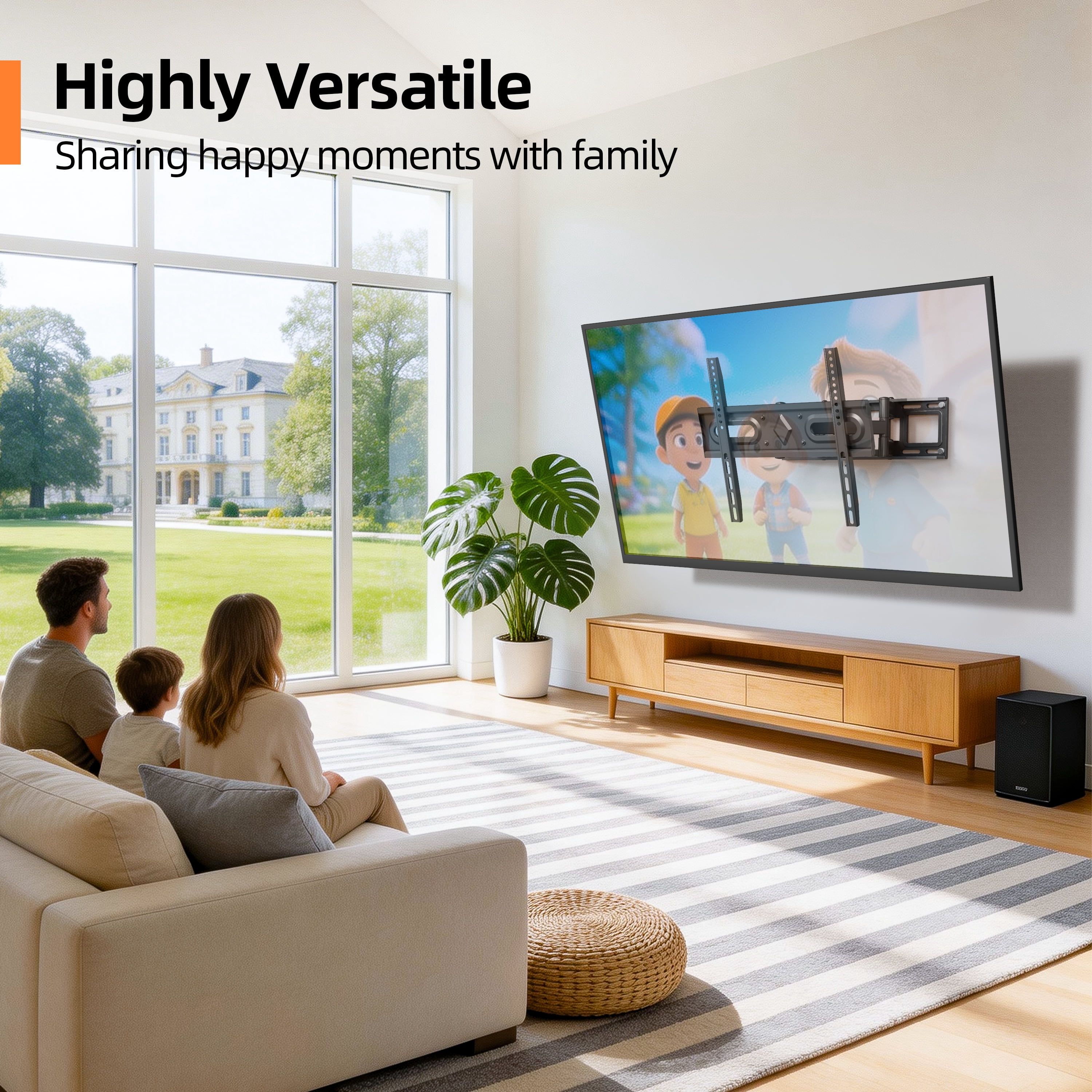 USX MOUNT Full Motion TV Wall Mount for 26-70 inch Flat & Curved TVs, Max VESA 400x400mm, Holds up to 110lbs, Fits 8"/12"/16" Wood Stud