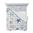 thumbnail image 7 of Quilts Twin-XL Size Bedding Set, Blue Starfish Coastal Lightweight Quilted Comforter, Summer Beach Coral Grey Plaid Soft Reversible Bedspread Coverlet with Pillow Covers for All Season, 68" x 98", 7 of 7