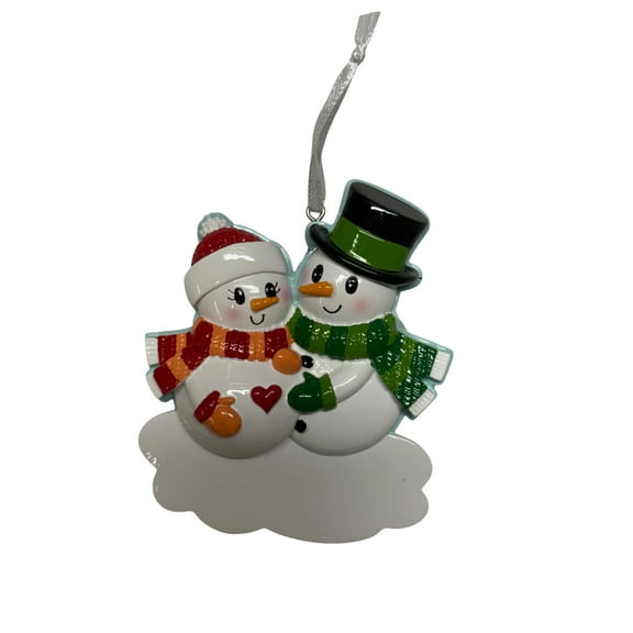 Baby First-New Snowman Couple /w Heart Expecting Personalized Christmas Ornament DO-IT-YOURSELF