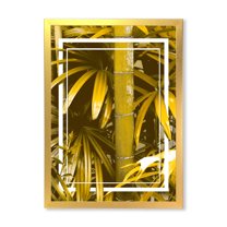 Designart 'Tropical Leaves and Yellow Bamboo' Tropical Framed Art Print