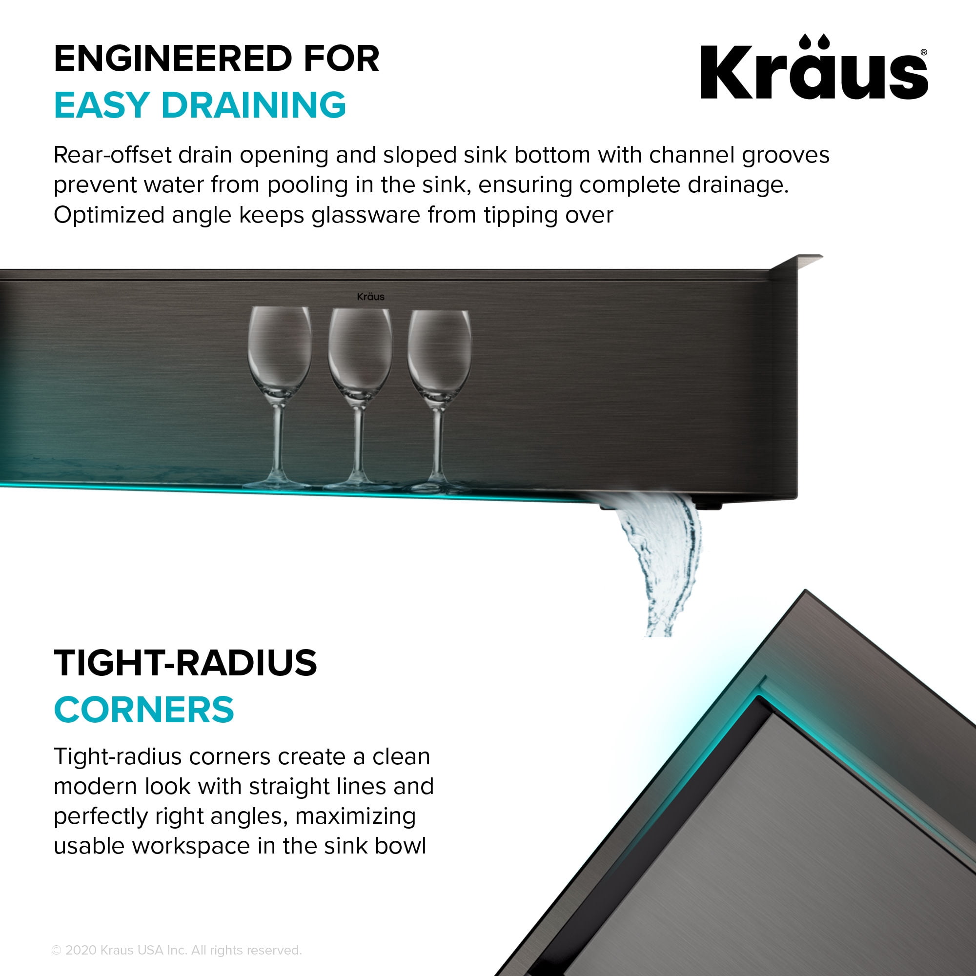 Kraus Kore Workstation 33 inch Topmount Drop-In 16 Gauge Stainless Steel Single Bowl Kitchen Sink in PVD Gunmetal Finish with Accessories