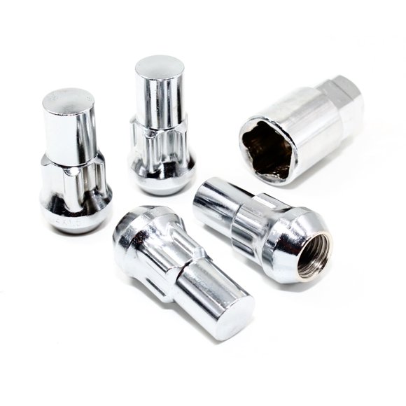 Ensemble de 4 Verrous de Roues de Sécurité 14x1.5 Veritek Chromé Gland Bulge Tuner 1.75 Pouces pour Buick Cadillac Chevy Ford GMC Dodge Jeep Nissan RAM Toyota Aftermarket Custom Wheels SUV Truck