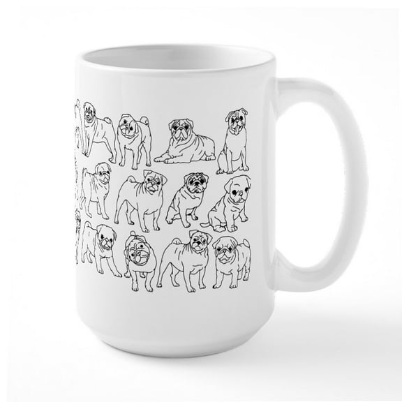 CafePress - Pugs - 15 oz Ceramic Large White Novelty Mug