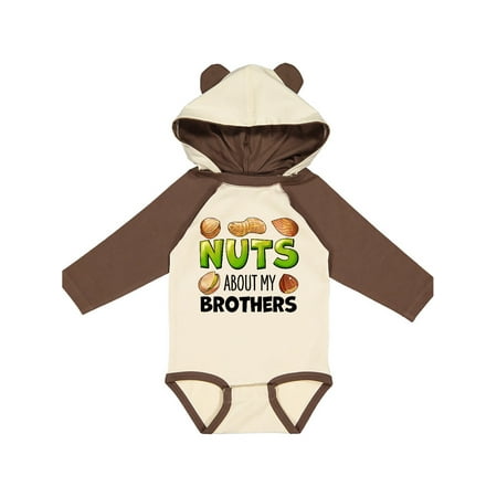 

Inktastic Nuts About My Brothers Peanut Almond Pistachio Gift Baby Boy or Baby Girl Long Sleeve Bodysuit
