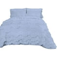 thumbnail image 2 of D.N.G. BEDDINGS 800 Thread Counts, 100% Egyptian Cotton, 550 GSM Microfiber filled Quilt Ruffled With Small Pom Pom Textured 3 Piece King/Cal-King Size Comforter Set, Light Blue, 2 of 6