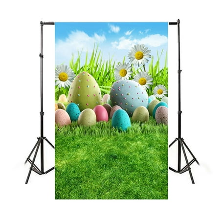 Easter Theme Photography Background Eggs Rabbit Flowers Grassland Baby Child Photo Backdrops for Photo