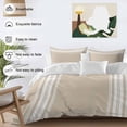 thumbnail image 4 of Beige Striped Bedding 3 Piece Duvet Cover Set Full Size, Farmhouse Luxurious White Stripes Modern Abstract Art Soft Microfiber Comforter Cover with Zipper Closure & Pillowcases, Quilt Cover, 4 of 9