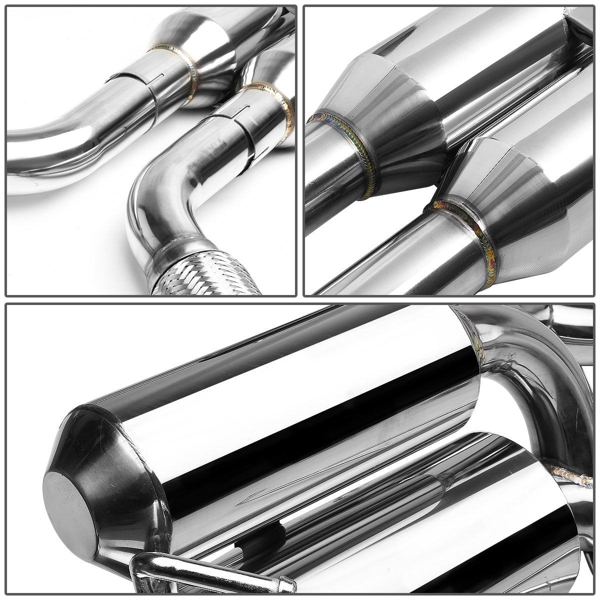 DNA Motoring For 09-20 Nissan 370Z Z34 Dual Muffler 4.5" Rolled Tip Catback Exhaust System Slip Fit