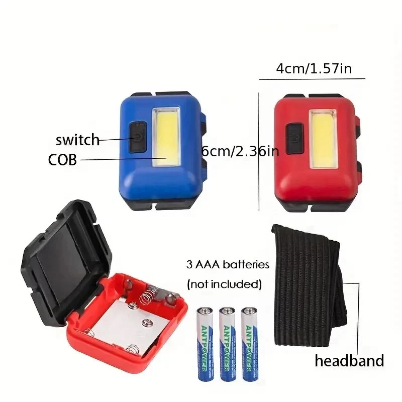 Portable Mini Headlamp, Cob Led Powerful Flashlight - Outdoors, Camping, Hiking