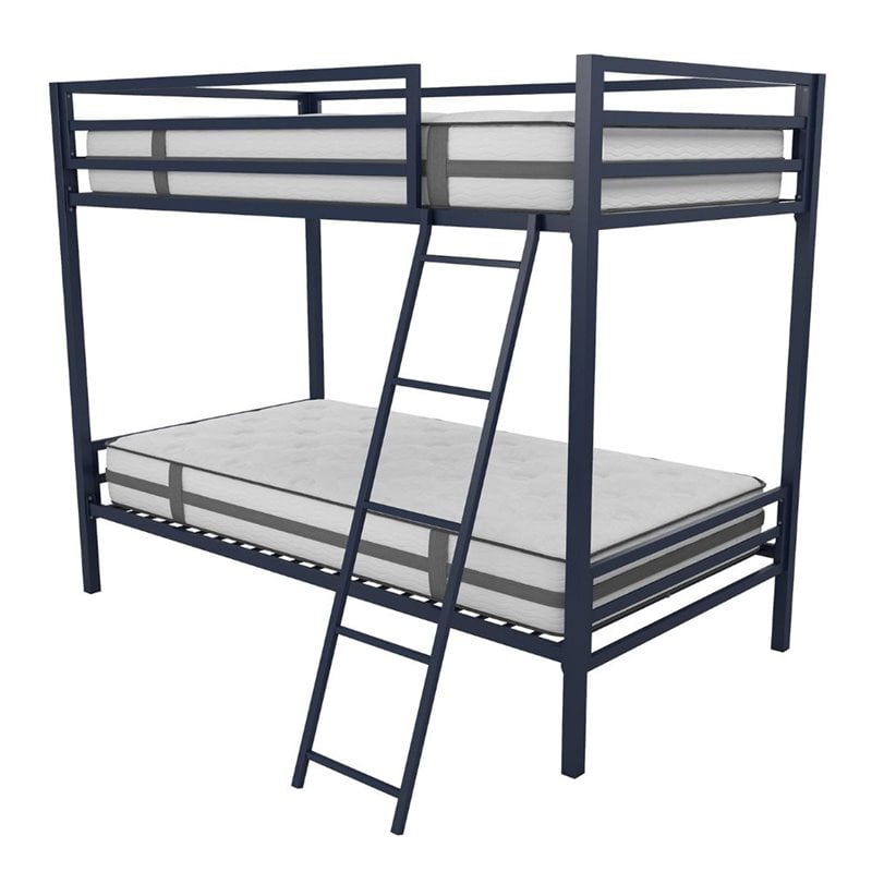 Twin Metal Bunk Bed In Navy Blue, Navy Bunk Beds