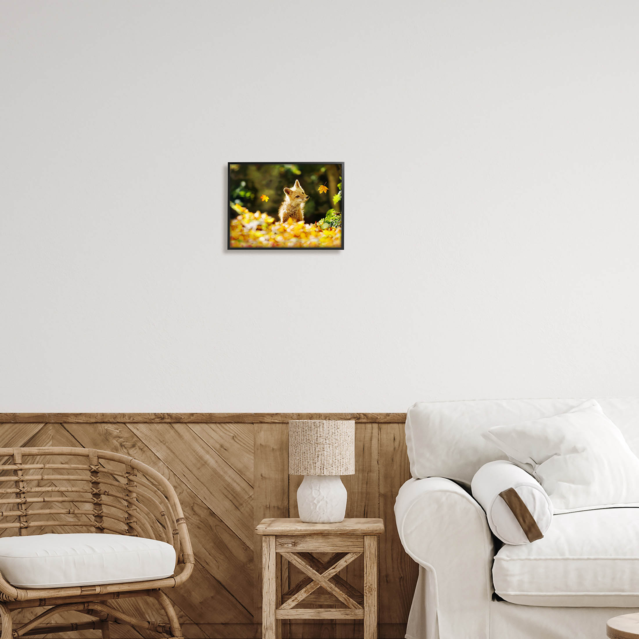 Stupell Industries Fox Watching Autumn Leaves Photograph Black Framed Art Print Wall Art, Design by Carrie Ann Grippo-Pike