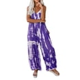 thumbnail image 3 of DYMADE Womens Summer Thin Cotton Linen Dungarees Playsuit Elastic Waist Leopard Tie-Dye Jumpsuit, 3 of 4